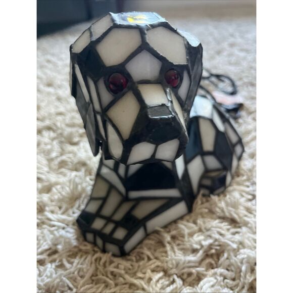 Tiffany’ Style Stained Glass Bobble Head Dalmatian Dog Puppy Night Light Lamp - Picture 8 of 12